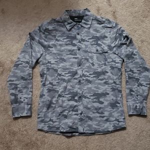 Public Opinion Gray Camo Longsleeve Button Up